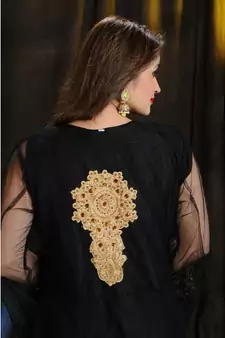 black georgette embroidered zari work islamic kaftans