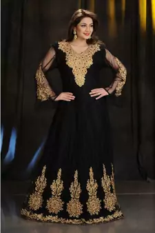 black georgette embroidered zari work islamic kaftans