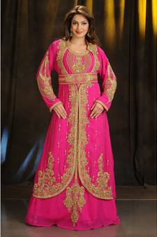 pink georgette embroidered zari work islamic kaftans