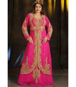 pink georgette embroidered zari work islamic kaftans