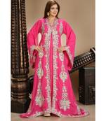 Pink georgette embroidered zari work islamic kaftans