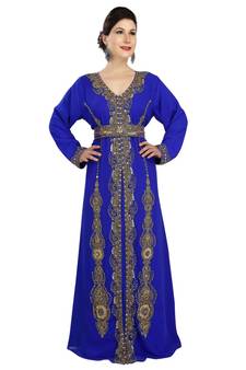 royal blue georgette embroidered zari work islamic kaftans