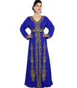 royal blue georgette embroidered zari work islamic kaftans