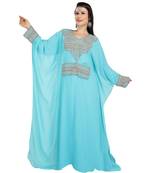 blue georgette embroidered zari work islamic kaftans