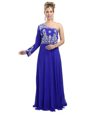 royal blue georgette embroidered zari work fustan 1