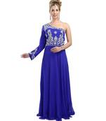 royal blue georgette embroidered zari work fustan