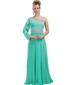 green georgette embroidered zari work fustan