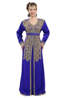 royal blue georgette embroidered zari work islamic kaftans