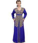 royal blue georgette embroidered zari work islamic kaftans
