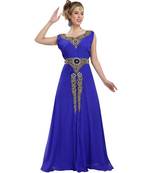 royal blue georgette embroidered zari work islamic kaftans