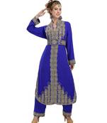 royal blue georgette embroidered zari work islamic kaftans