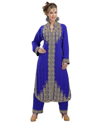 royal blue georgette embroidered zari work islamic kaftans 2