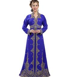 royal blue georgette embroidered zari work islamic kaftans