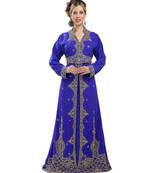 royal blue georgette embroidered zari work islamic kaftans