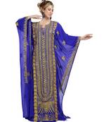 royal blue georgette embroidered zari work islamic kaftans