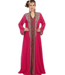 Pink georgette embroidered zari work islamic kaftans
