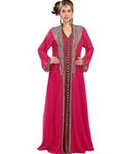 Pink georgette embroidered zari work islamic kaftans