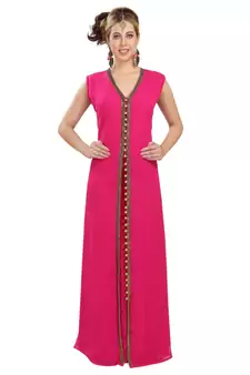 Pink georgette embroidered zari work islamic kaftans