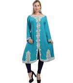 blue georgette embroidered zari work islamic kaftans