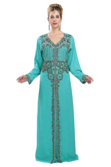 blue georgette embroidered zari work islamic kaftans