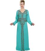 blue georgette embroidered zari work islamic kaftans
