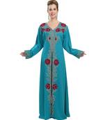turquoise georgette embroidered zari work islamic kaftans