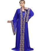 royal blue georgette embroidered zari work islamic kaftans