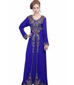 royal blue georgette embroidered zari work islamic kaftans