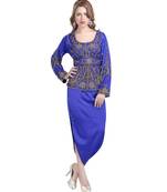 royal blue satin embroidered zari work islamic kaftans