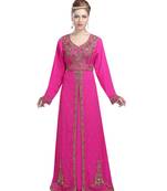 Pink georgette embroidered zari work islamic kaftans