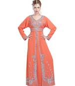 pink georgette embroidered zari work islamic kaftans