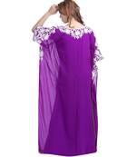 Purple georgette embroidered zari work islamic kaftans