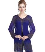 royal blue georgette embroidered zari work islamic kaftans
