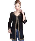 Black georgette embroidered zari work islamic kaftans