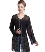 Black georgette embroidered zari work islamic kaftans
