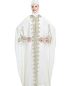 Cream georgette embroidered zari work islamic kaftans