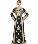 Black georgette embroidered zari work islamic kaftans