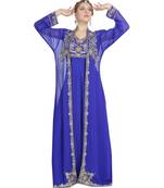 royal blue georgette embroidered zari work islamic kaftans