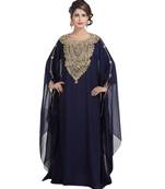 navy blue georgette embroidered zari work islamic kaftans