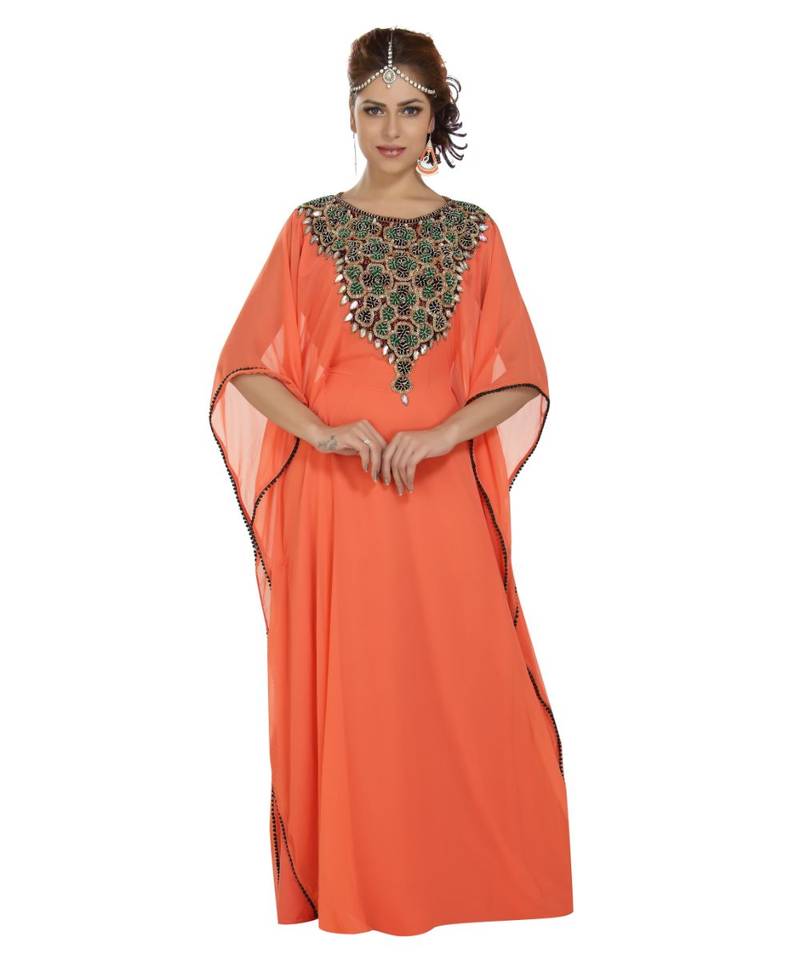 pink georgette embroidered zari work islamic kaftans