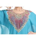 turquoise georgette embroidered zari work islamic kaftans