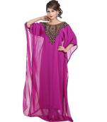 pink georgette embroidered zari work islamic kaftans