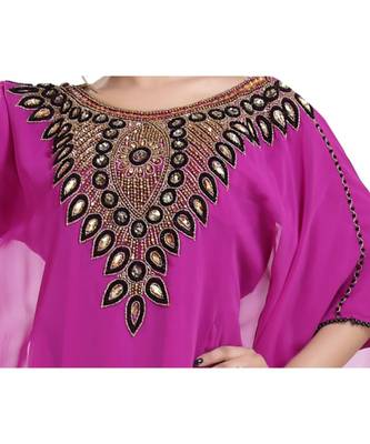 pink georgette embroidered zari work islamic kaftans 2
