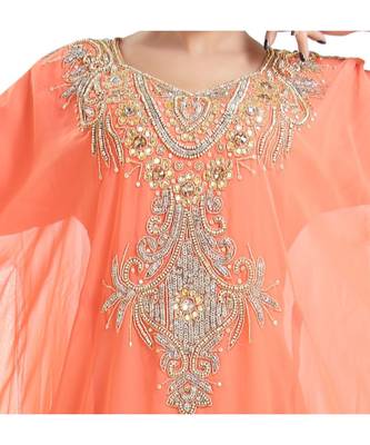 pink georgette embroidered zari work islamic kaftans 2