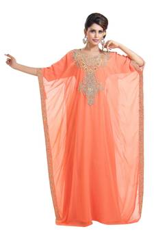 pink georgette embroidered zari work islamic kaftans