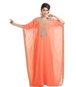 pink georgette embroidered zari work islamic kaftans