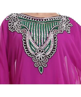 pink georgette embroidered zari work islamic kaftans 1
