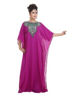 pink georgette embroidered zari work islamic kaftans 2