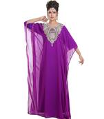 Purple georgette embroidered zari work islamic kaftans