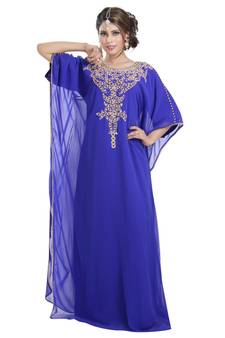 royal blue georgette embroidered zari work islamic kaftans